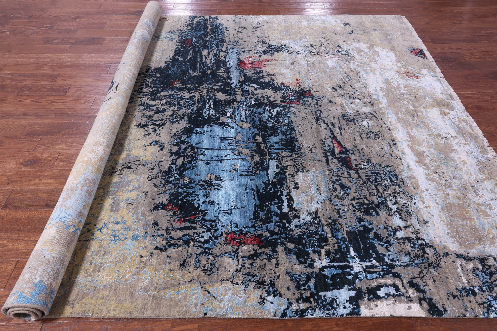 Modern Handmade Wool & Silk Rug - 8' 3" X 10' 0" - Golden Nile