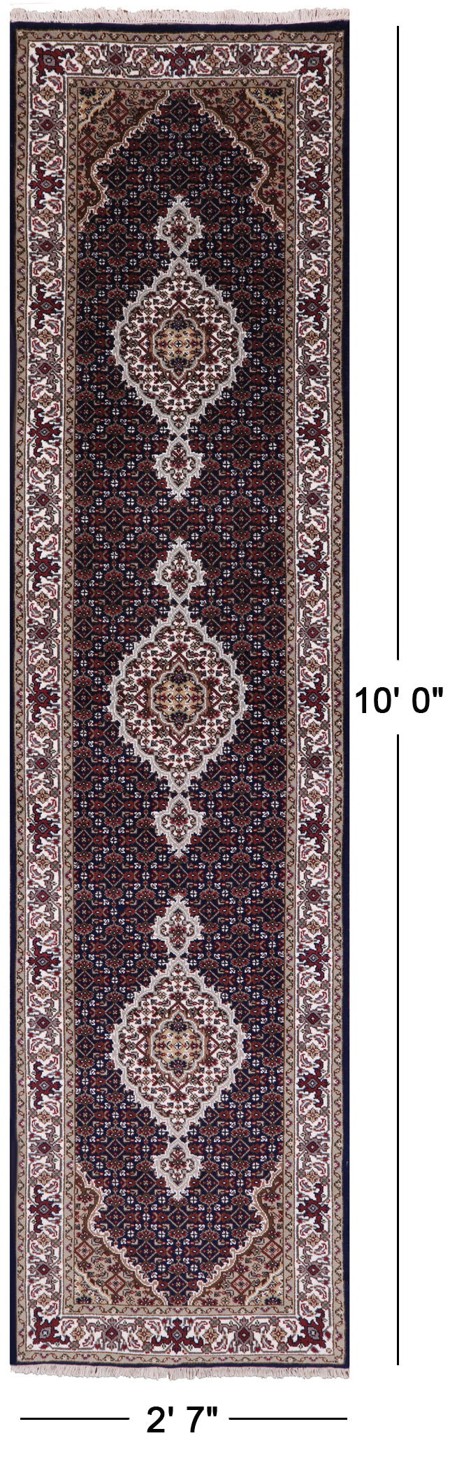Bijar Hand Knotted Wool & Silk Runner Rug - 2' 7" X 10' 0" - Golden Nile