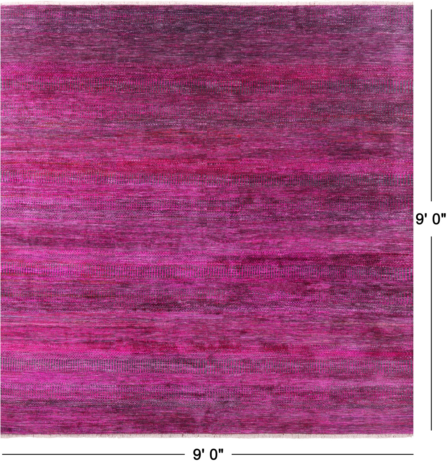 Pink Square Savannah Grass Hand Knotted Wool & Silk Rug - 9' 0" X 9' 0" - Golden Nile