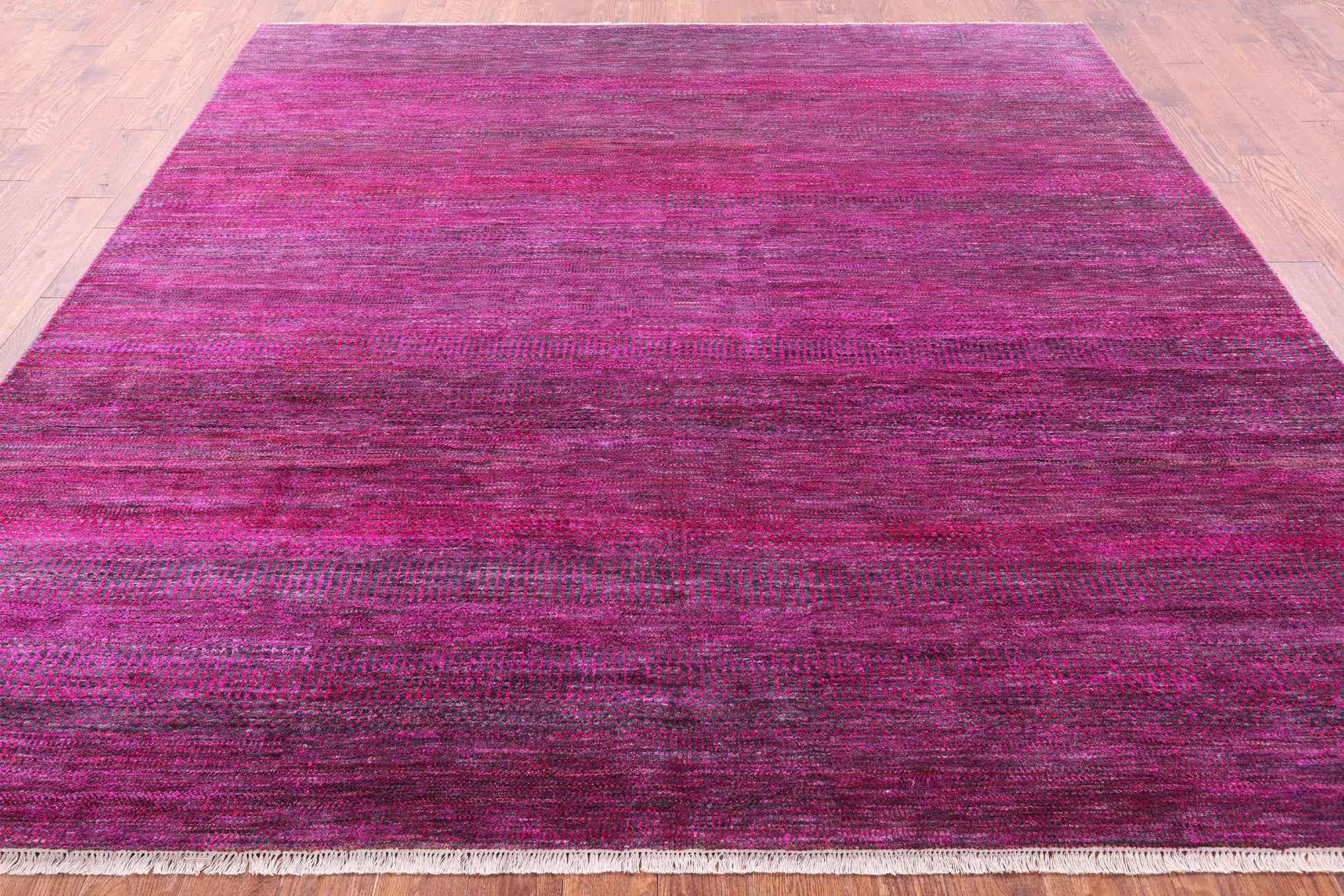 Pink Square Savannah Grass Hand Knotted Wool & Silk Rug - 9' 0" X 9' 0" - Golden Nile