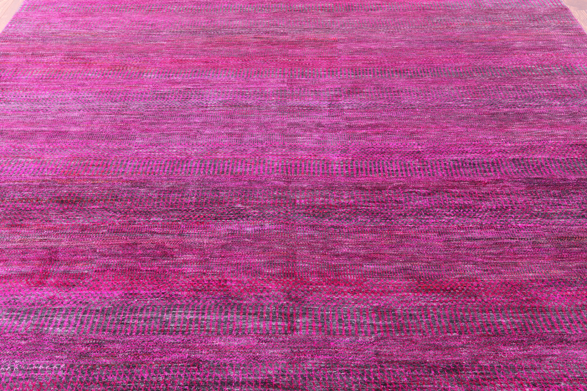 Pink Square Savannah Grass Hand Knotted Wool & Silk Rug - 9' 0" X 9' 0" - Golden Nile
