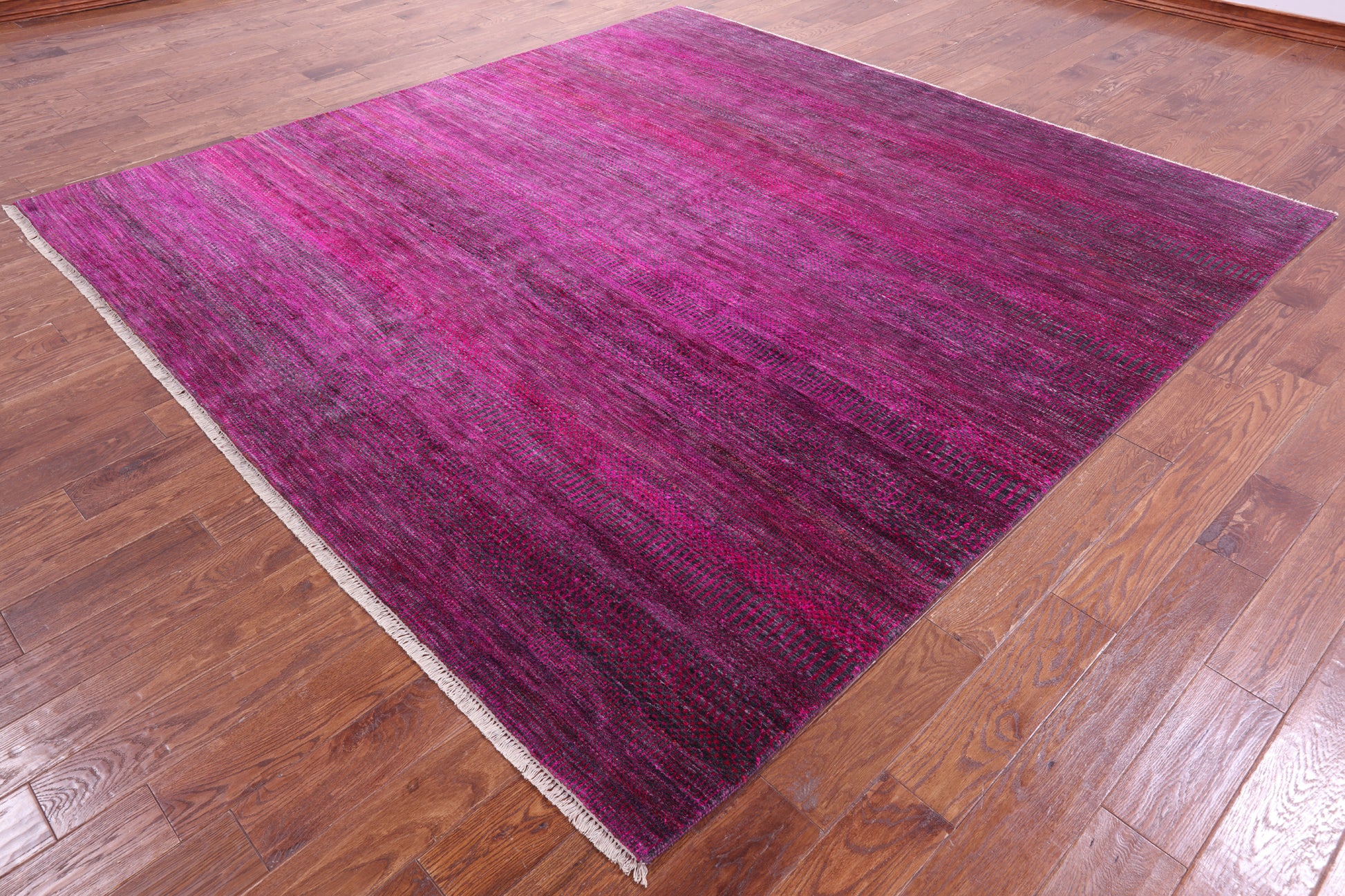 Pink Square Savannah Grass Hand Knotted Wool & Silk Rug - 9' 0" X 9' 0" - Golden Nile