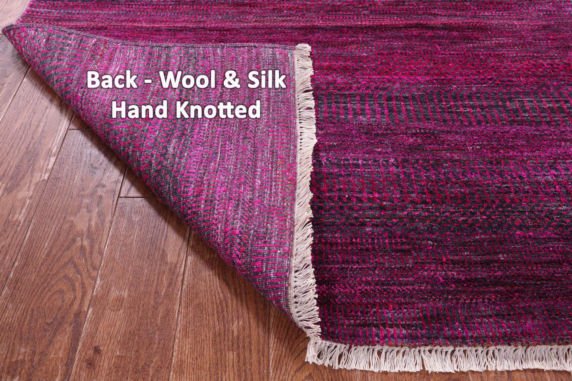 Pink Square Savannah Grass Hand Knotted Wool & Silk Rug - 9' 0" X 9' 0" - Golden Nile