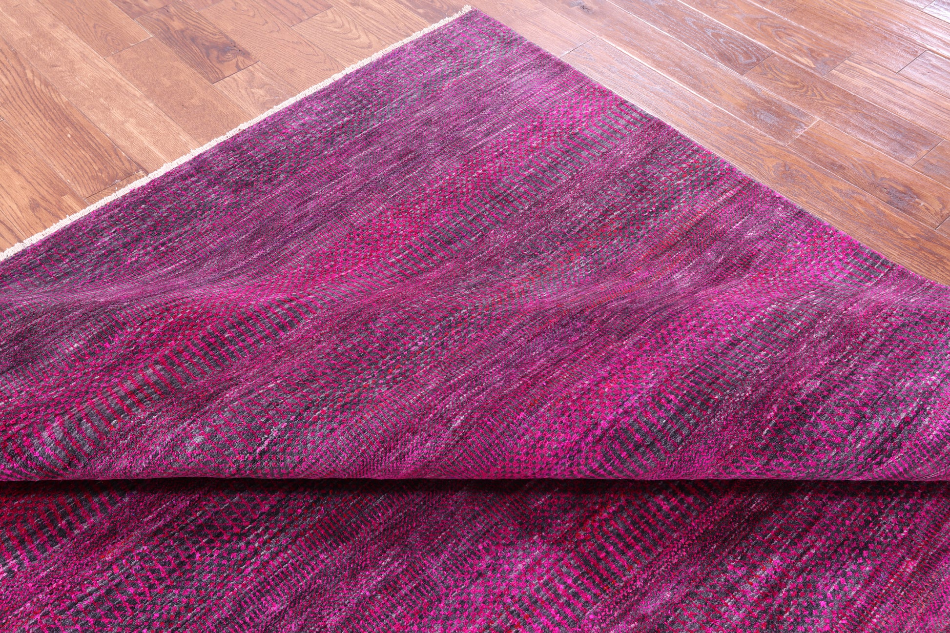 Pink Square Savannah Grass Hand Knotted Wool & Silk Rug - 9' 0" X 9' 0" - Golden Nile