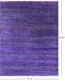 Purple Savannah Grass Hand Knotted Wool & Silk Rug - 7' 11" X 9' 11" - Golden Nile