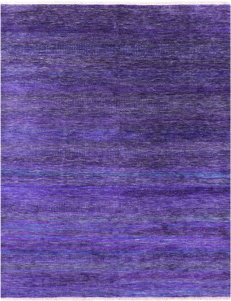 Purple Savannah Grass Hand Knotted Wool & Silk Rug - 7' 11" X 9' 11" - Golden Nile