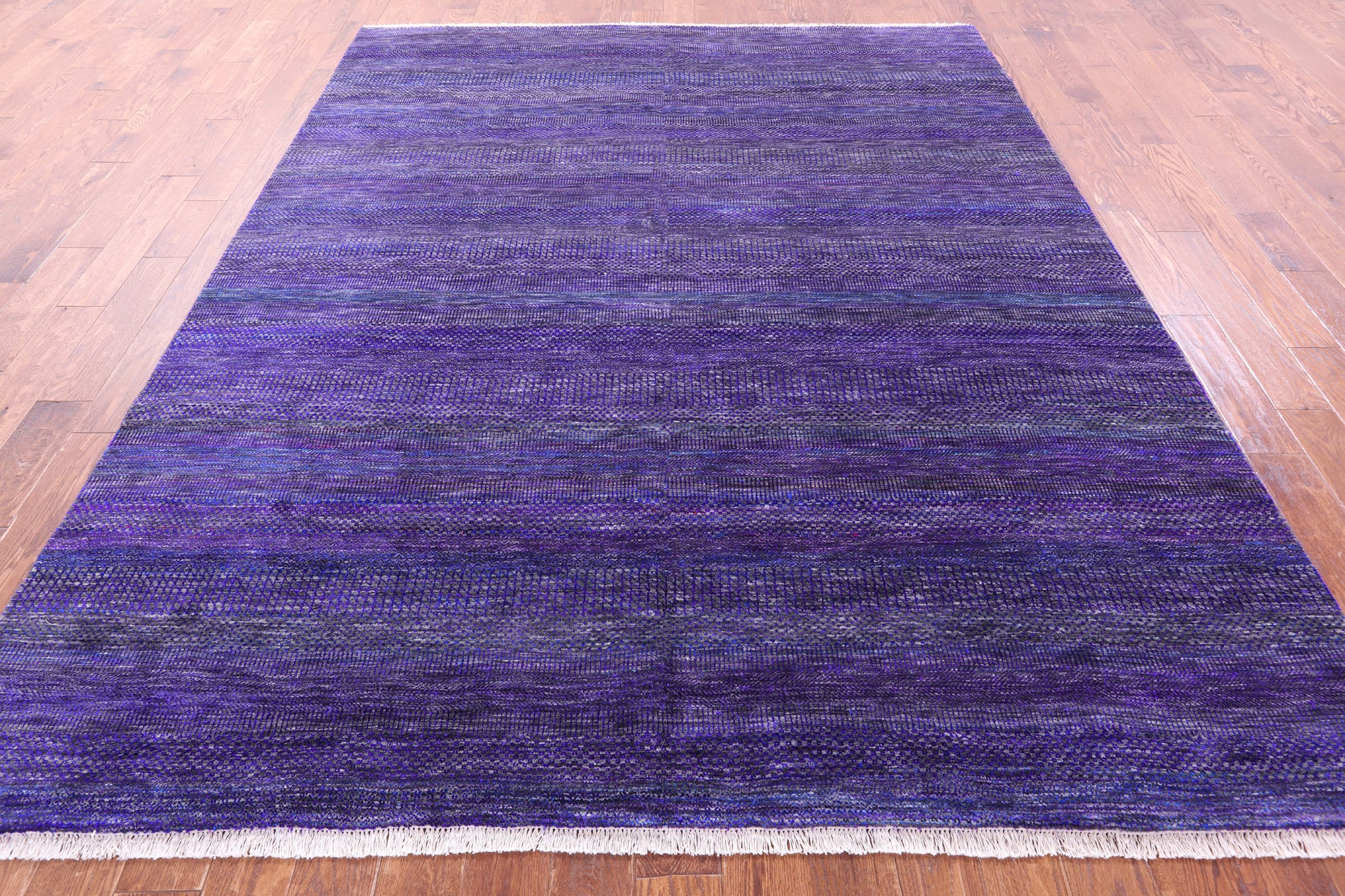 Purple Savannah Grass Hand Knotted Wool & Silk Rug - 7' 11" X 9' 11" - Golden Nile