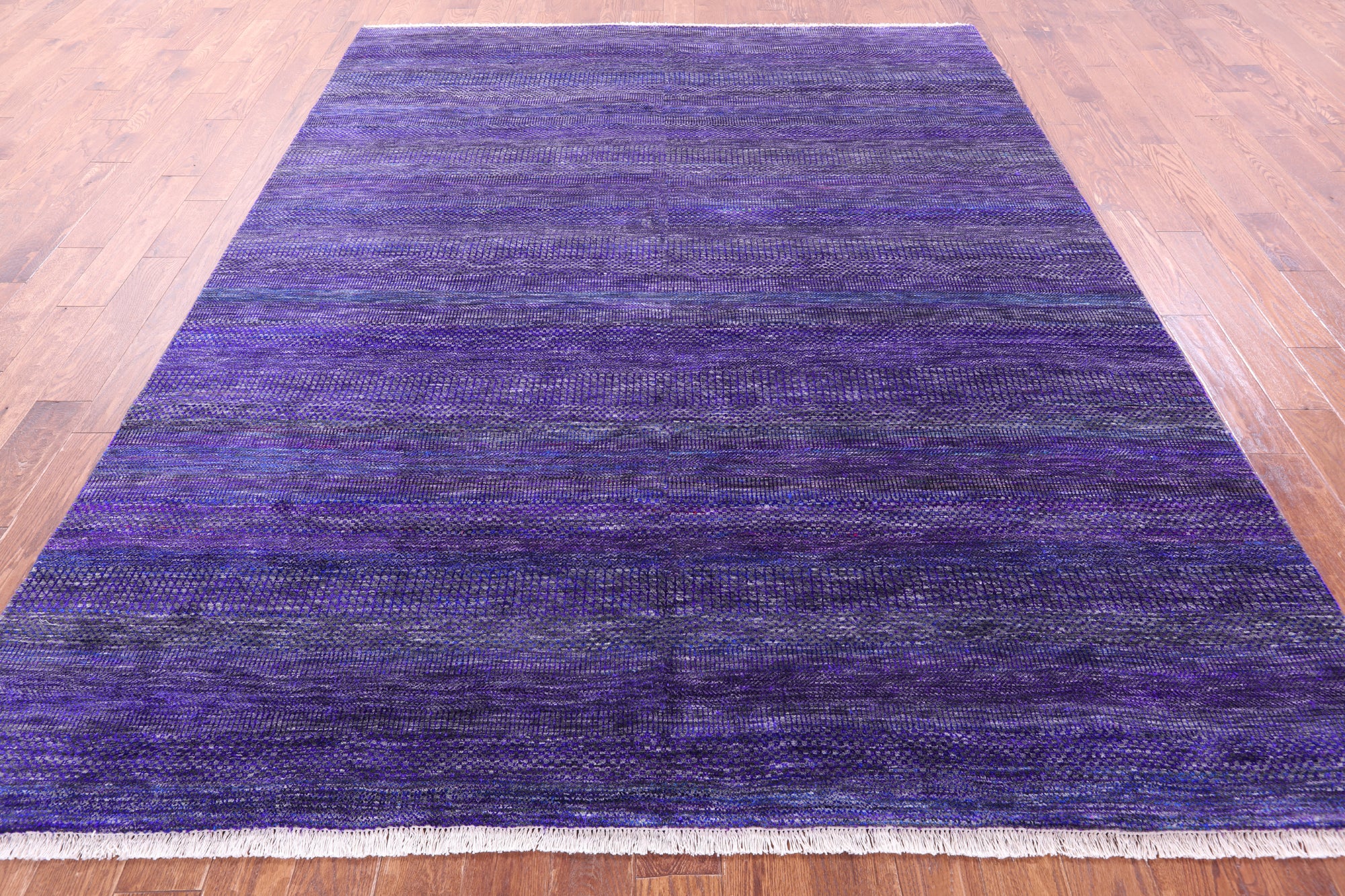 Purple Savannah Grass Hand Knotted Wool & Silk Rug - 7' 11" X 9' 11" - Golden Nile