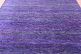 Purple Savannah Grass Hand Knotted Wool & Silk Rug - 7' 11" X 9' 11" - Golden Nile