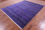 Purple Savannah Grass Hand Knotted Wool & Silk Rug - 7' 11" X 9' 11" - Golden Nile