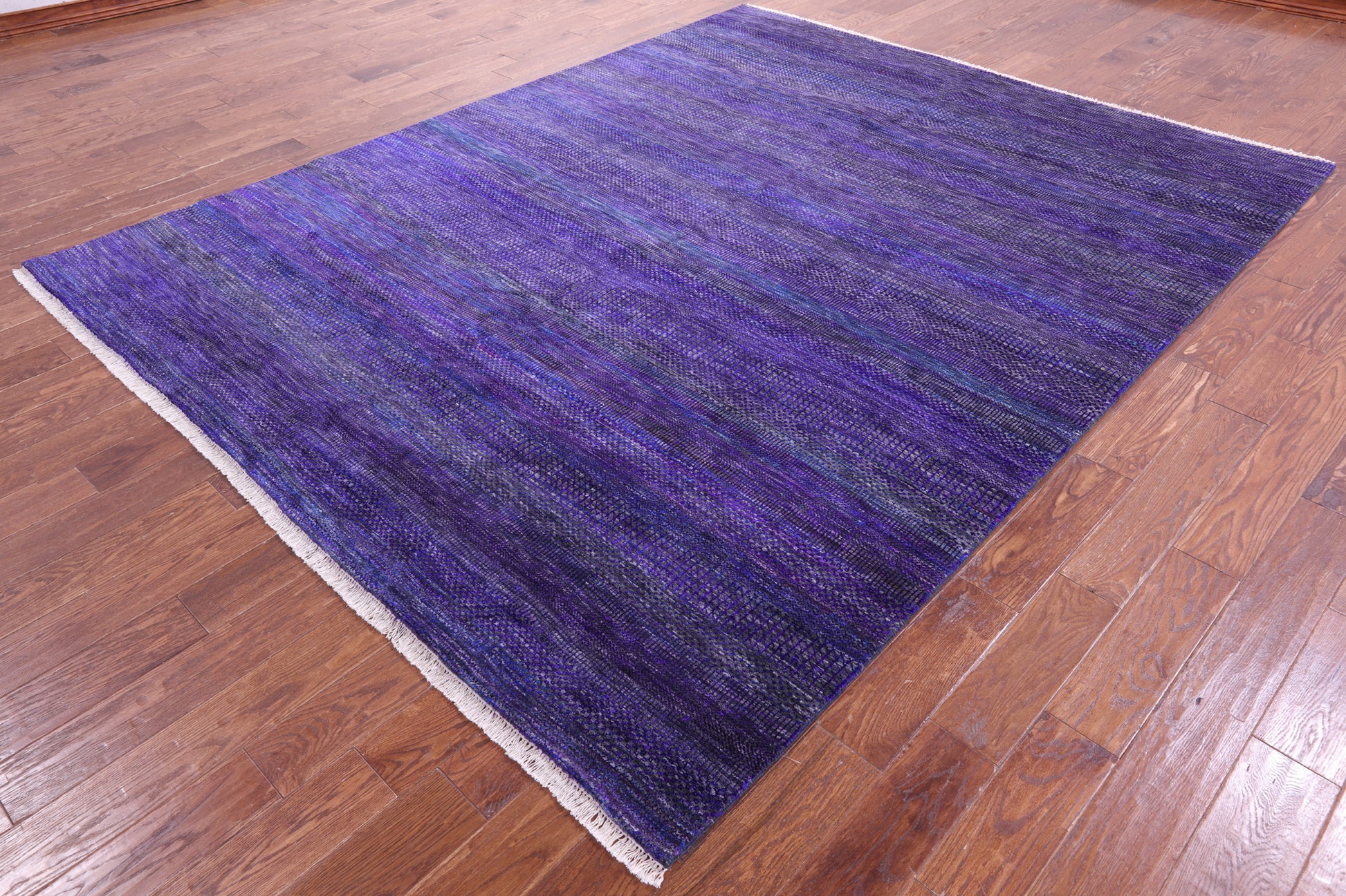 Purple Savannah Grass Hand Knotted Wool & Silk Rug - 7' 11" X 9' 11" - Golden Nile