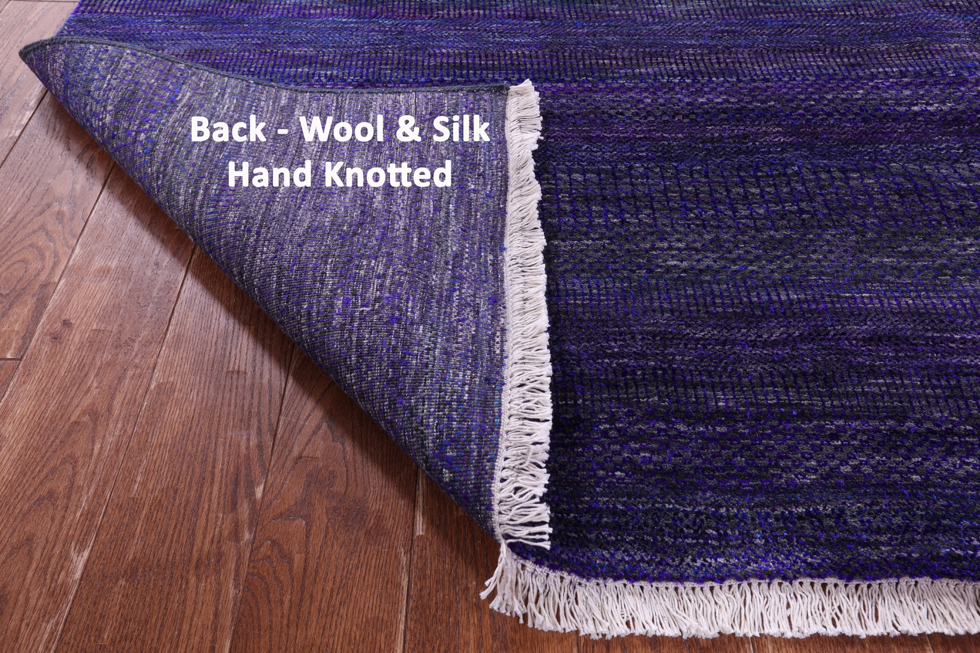 Purple Savannah Grass Hand Knotted Wool & Silk Rug - 7' 11" X 9' 11" - Golden Nile
