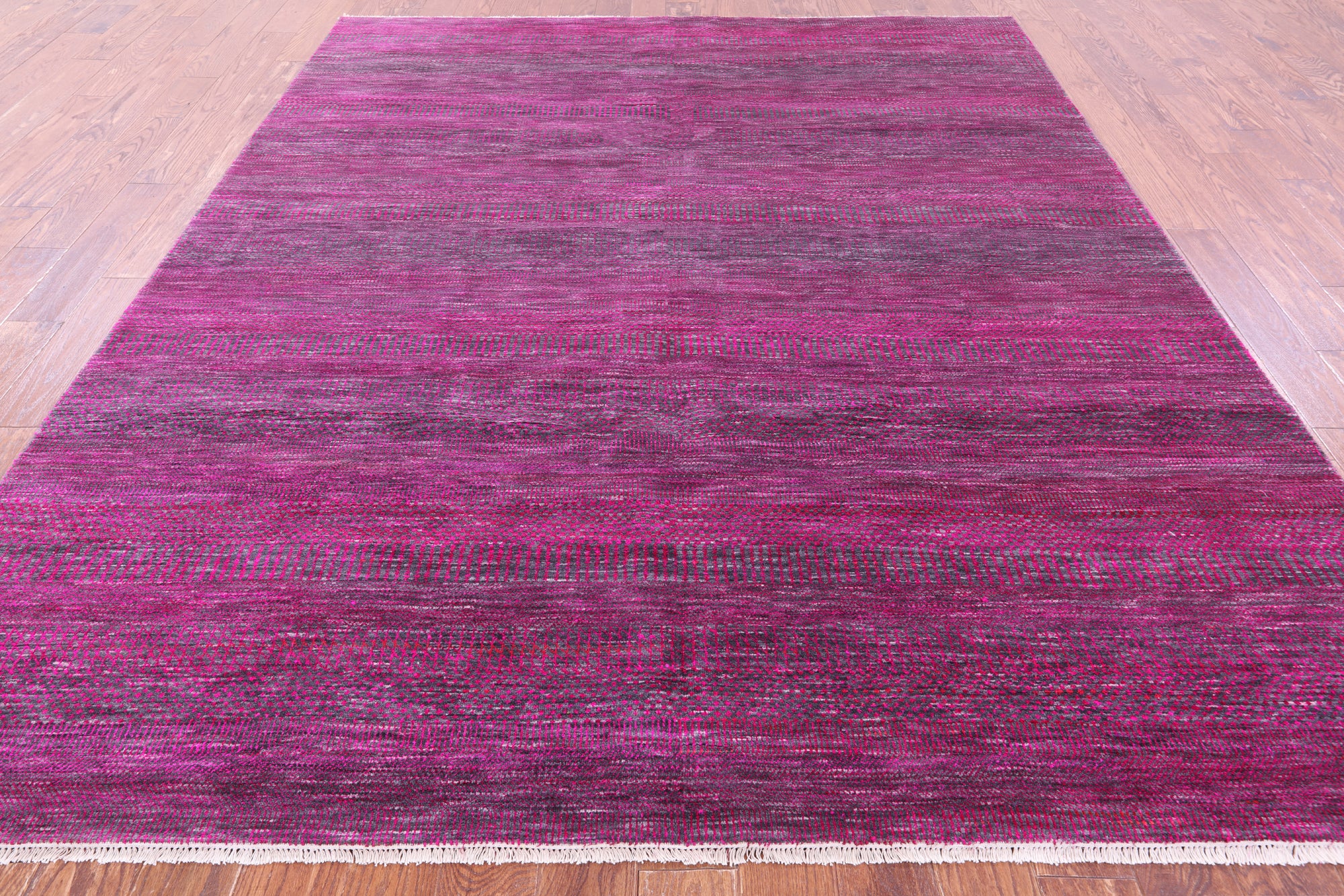 Pink Savannah Grass Handmade Wool & Silk Rug - 7' 11" X 9' 10"