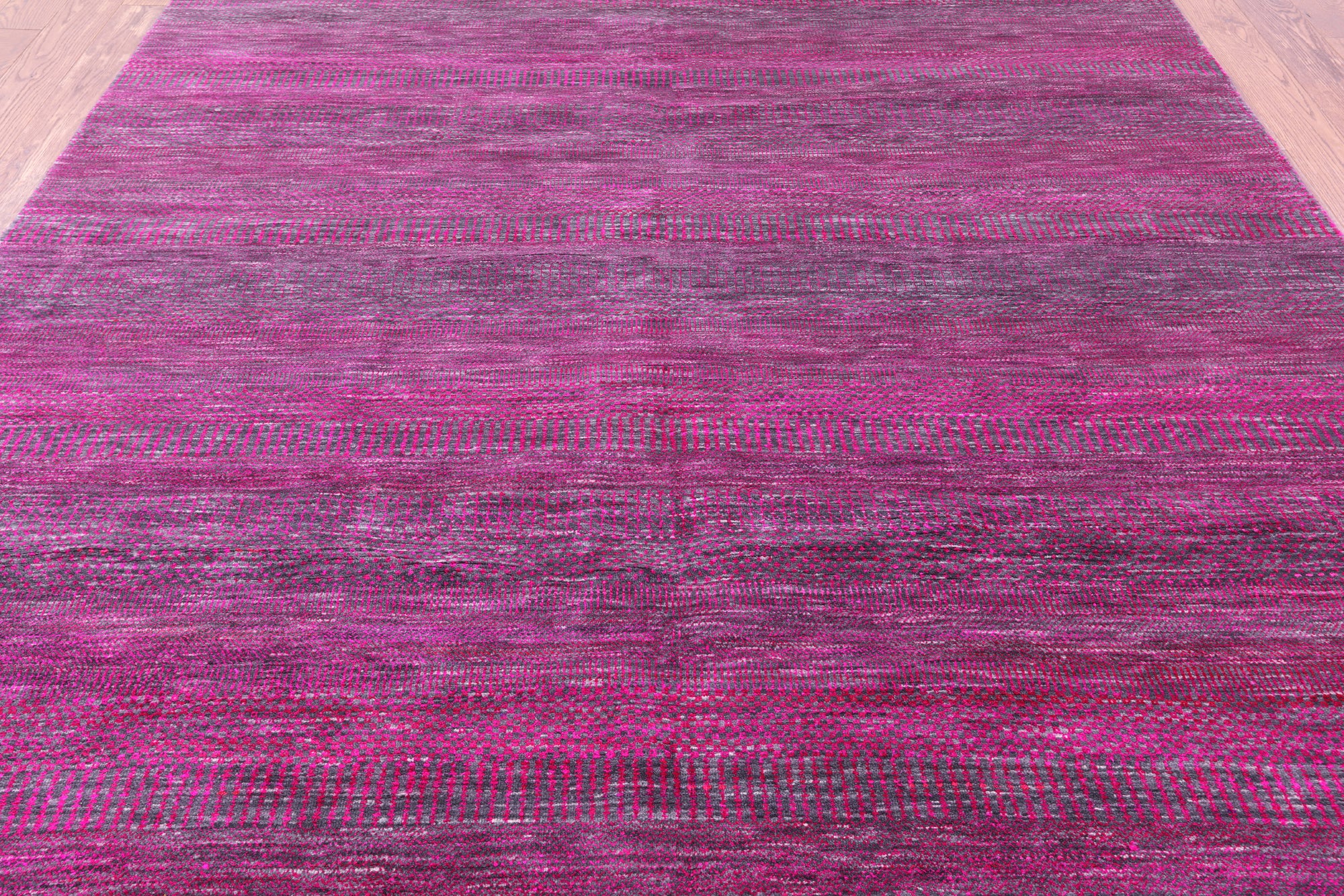 Pink Savannah Grass Handmade Wool & Silk Rug - 7' 11" X 9' 10"
