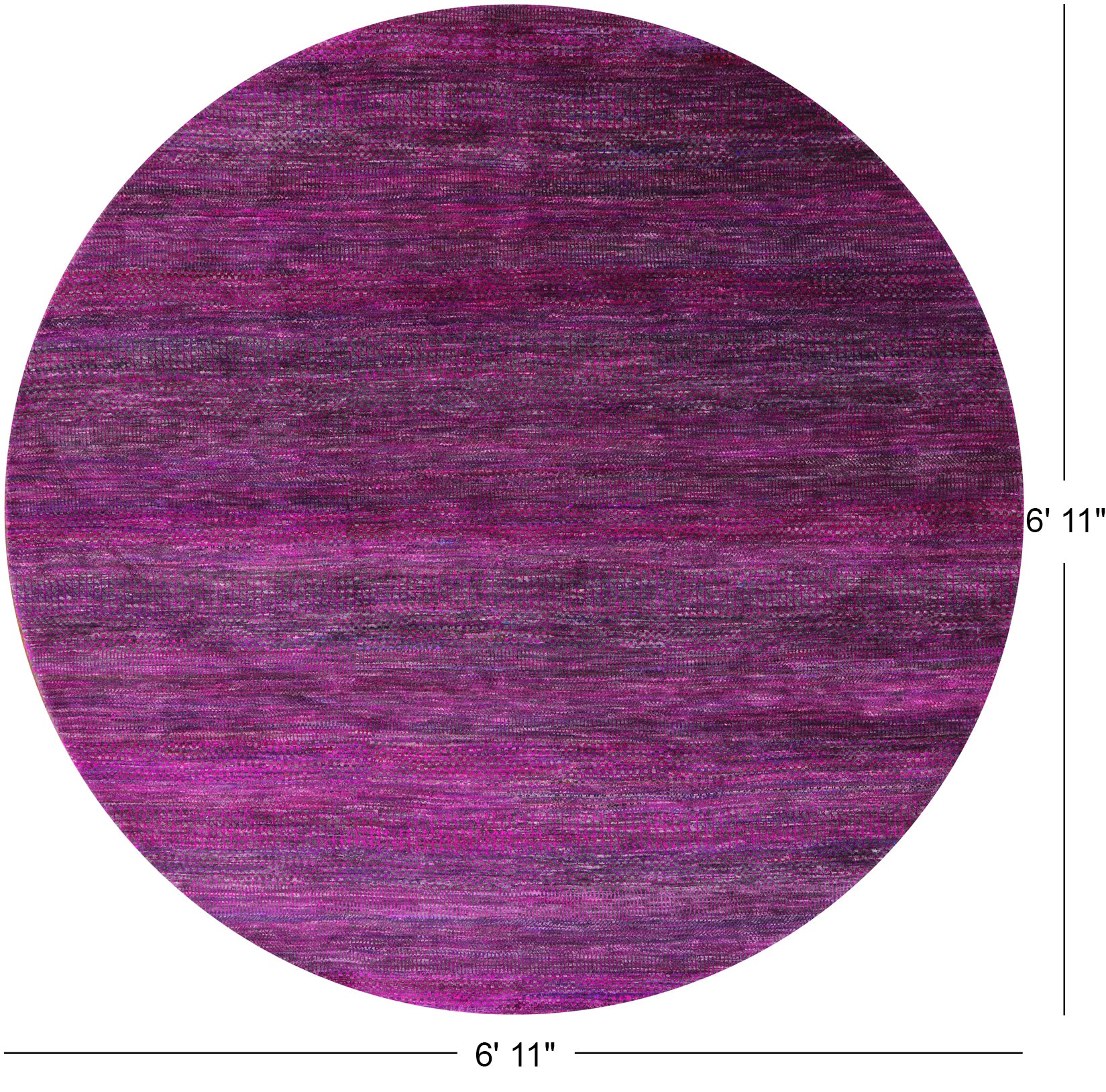 Purple Round Savannah Grass Hand Knotted Wool & Silk Rug - 6' 11" X 6' 11" - Golden Nile