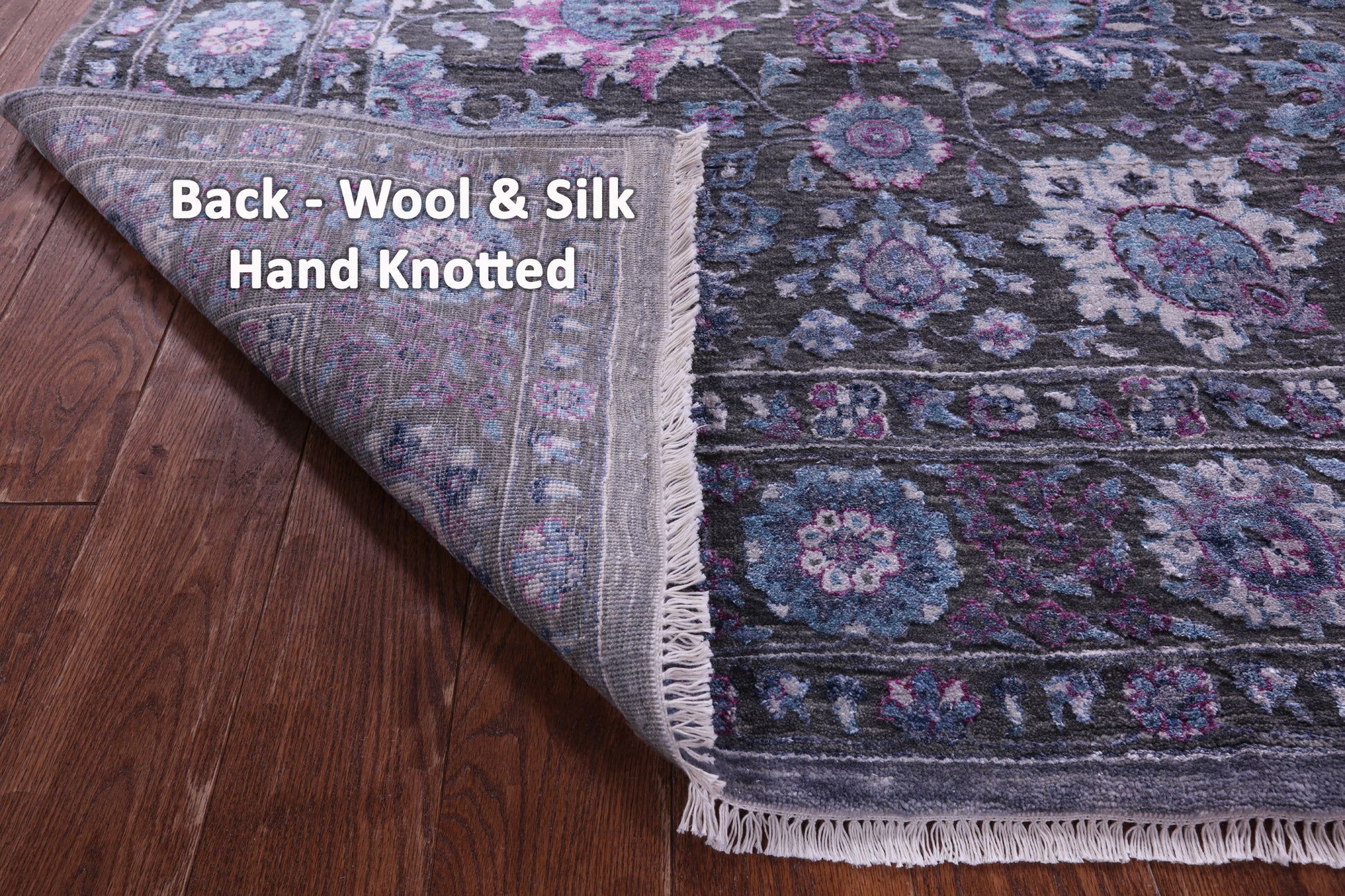 Grey Modern Hand Knotted Wool & Silk Rug - 8' 1" X 10' 3" - Golden Nile