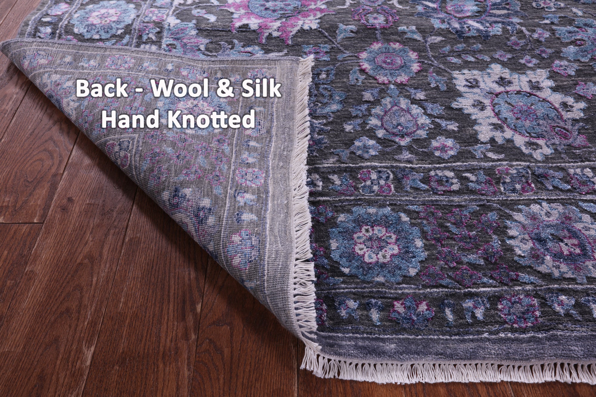 Grey Modern Hand Knotted Wool & Silk Rug - 8' 1" X 10' 3" - Golden Nile
