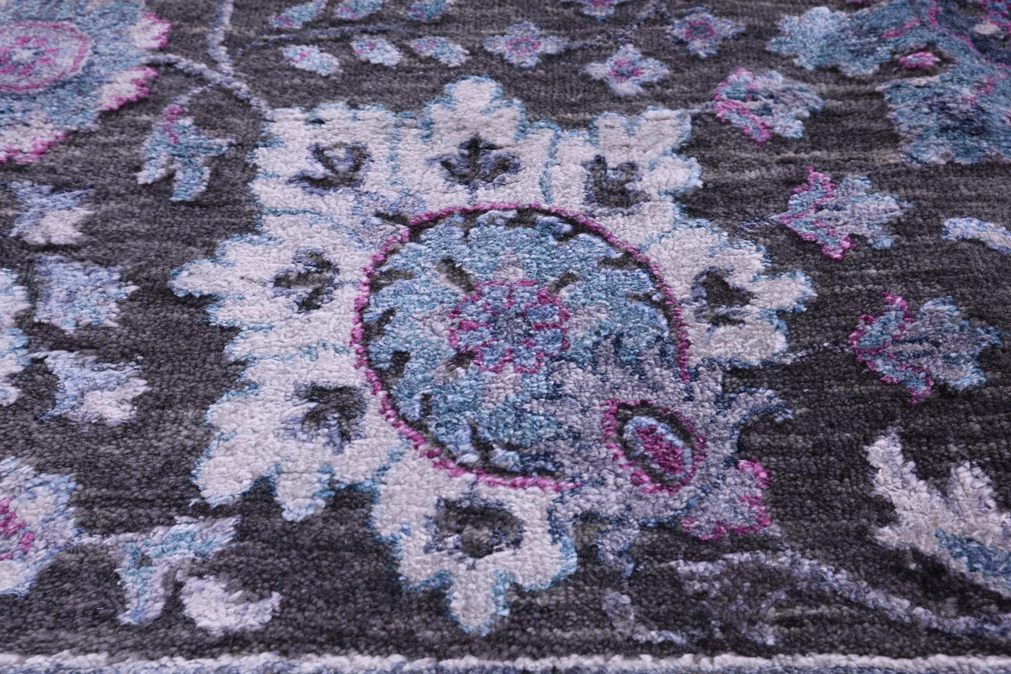 Grey Modern Hand Knotted Wool & Silk Rug - 8' 1" X 10' 3" - Golden Nile