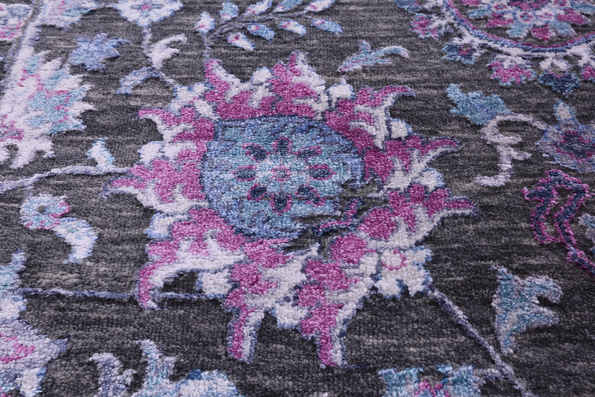 Grey Modern Hand Knotted Wool & Silk Rug - 8' 1" X 10' 3" - Golden Nile