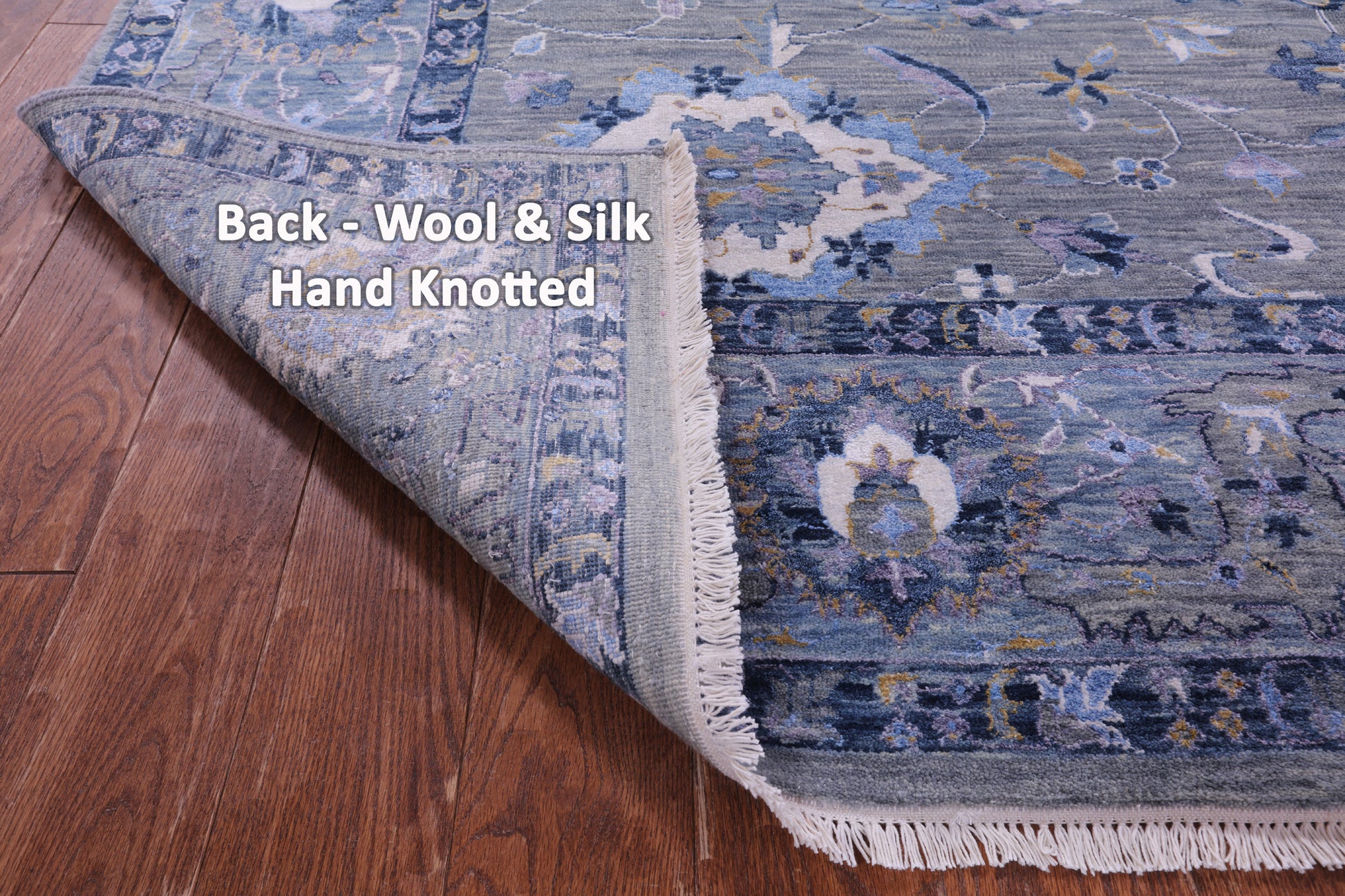 Grey Modern Hand Knotted Wool & Silk Rug - 7' 11" X 10' 1" - Golden Nile