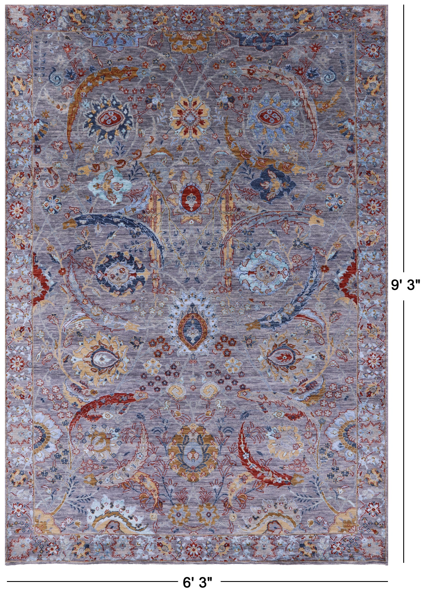 Modern Hand Knotted Wool & Silk Rug - 6' 3" X 9' 3" - Golden Nile