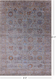 Grey Persian Handmade Wool & Silk Rug - 6' 0" X 8' 11" - Golden Nile