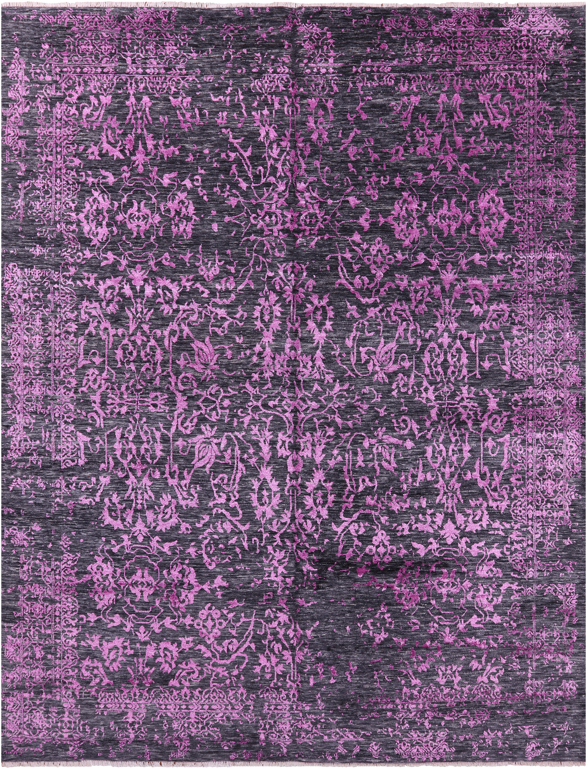 Grey Modern Hand Knotted Wool & Silk Rug - 8' 0" X 10' 1" - Golden Nile