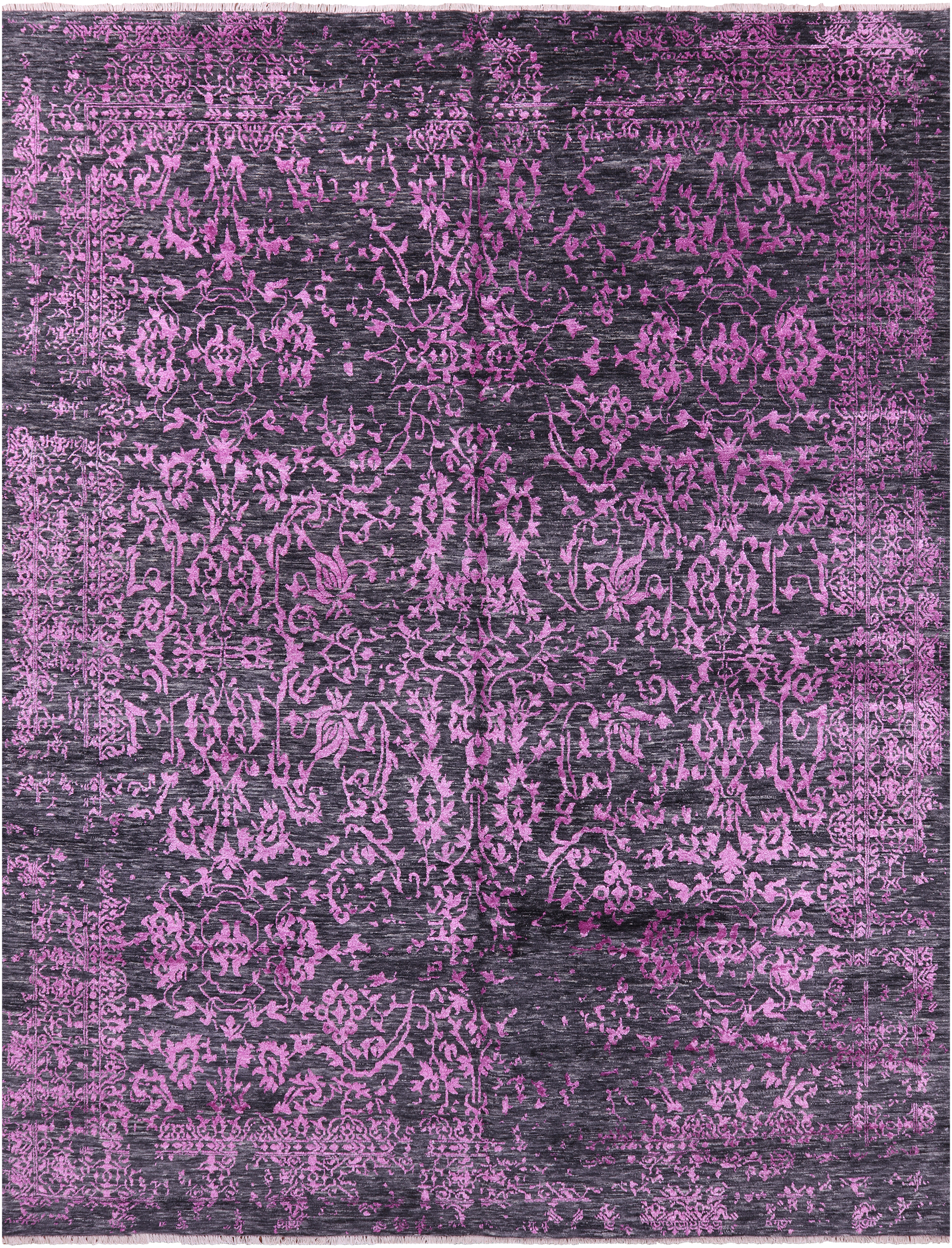 Grey Modern Hand Knotted Wool & Silk Rug - 8' 0" X 10' 1" - Golden Nile