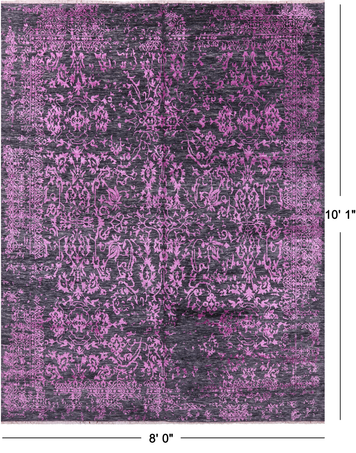 Grey Modern Hand Knotted Wool & Silk Rug - 8' 0" X 10' 1" - Golden Nile