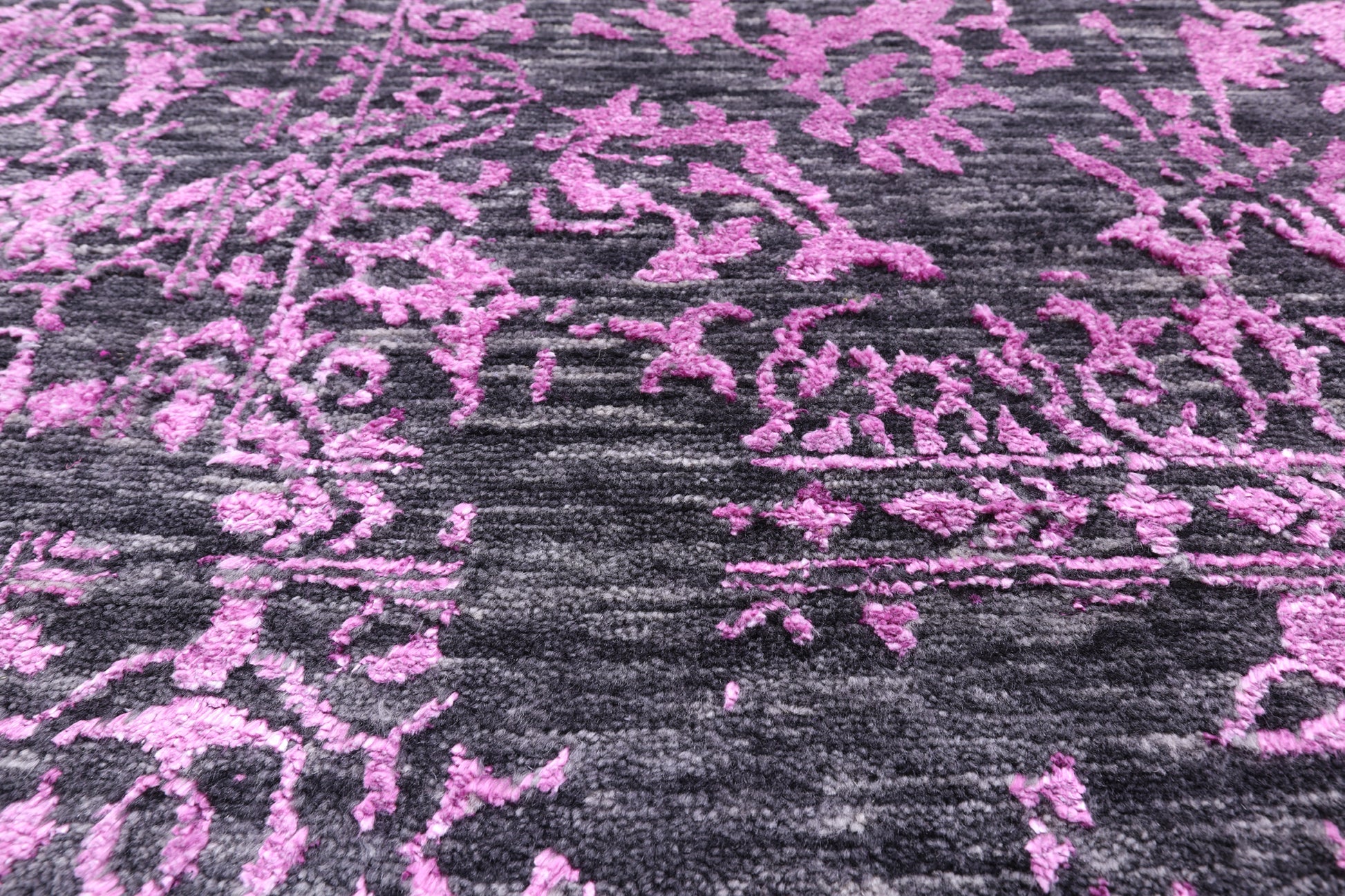 Grey Modern Hand Knotted Wool & Silk Rug - 8' 0" X 10' 1" - Golden Nile