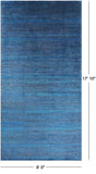 Blue Savannah Grass Hand Knotted Wool & Silk Rug - 9' 0" X 17' 10" - Golden Nile