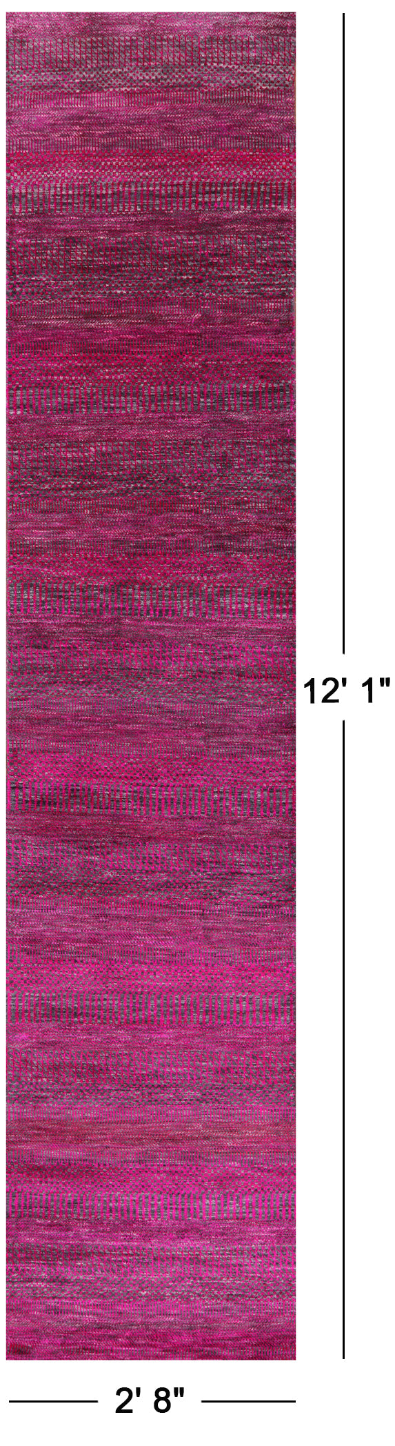 Pink Savannah Grass Handmade Wool & Silk Runner Rug - 2' 8" X 12' 1" - Golden Nile