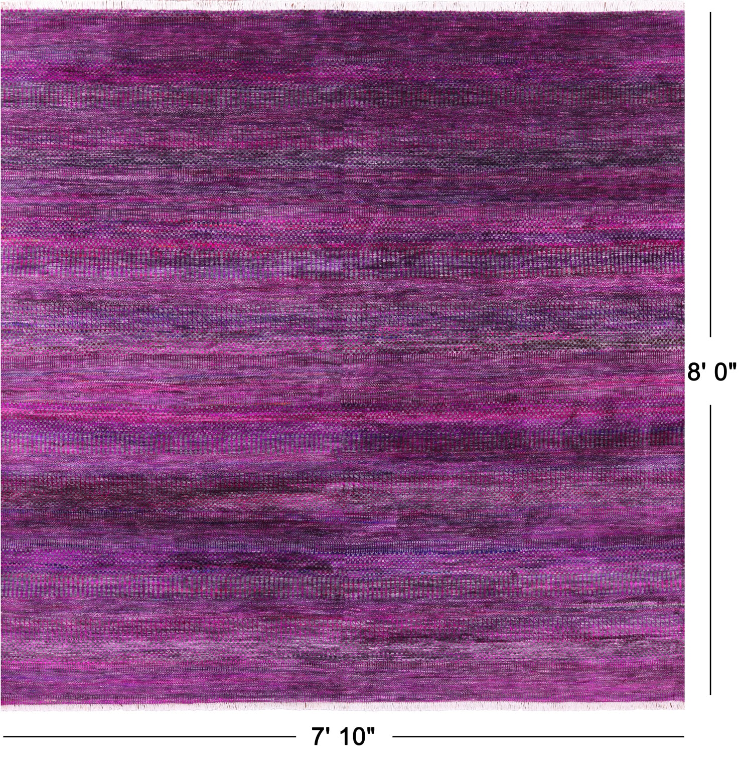 Purple Square Savannah Grass Hand Knotted Wool & Silk Rug - 7' 10" X 8' 0" - Golden Nile