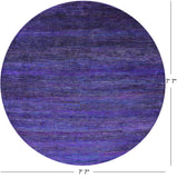 Purple Round Savannah Grass Hand Knotted Wool & Silk Rug - 7' 7" X 7' 7" - Golden Nile