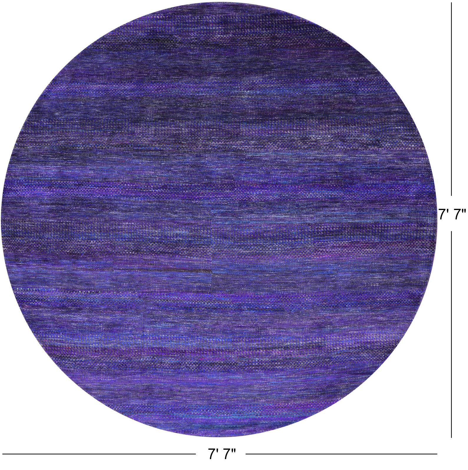 Purple Round Savannah Grass Hand Knotted Wool & Silk Rug - 7' 7" X 7' 7" - Golden Nile