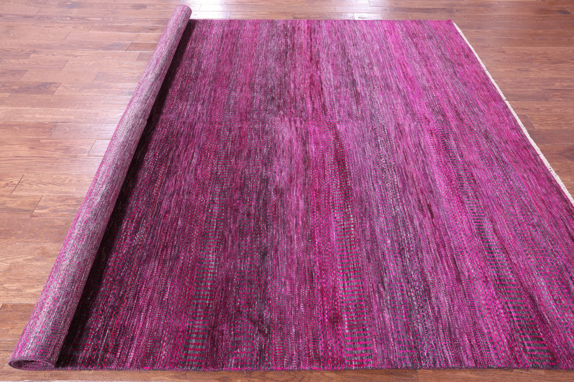 Pink Savannah Grass Hand Knotted Wool & Silk Rug - 8' 2" X 10' 1" - Golden Nile