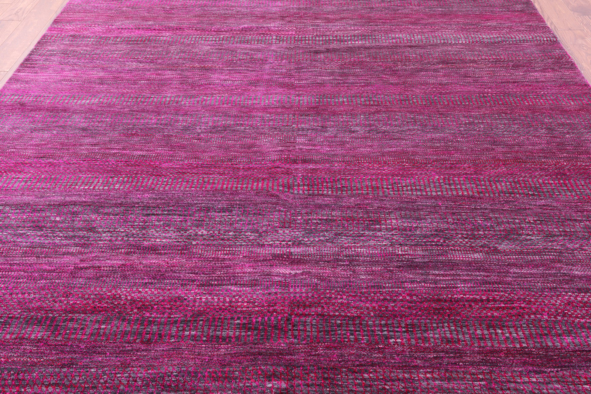 Pink Savannah Grass Hand Knotted Wool & Silk Rug - 8' 2" X 10' 1" - Golden Nile