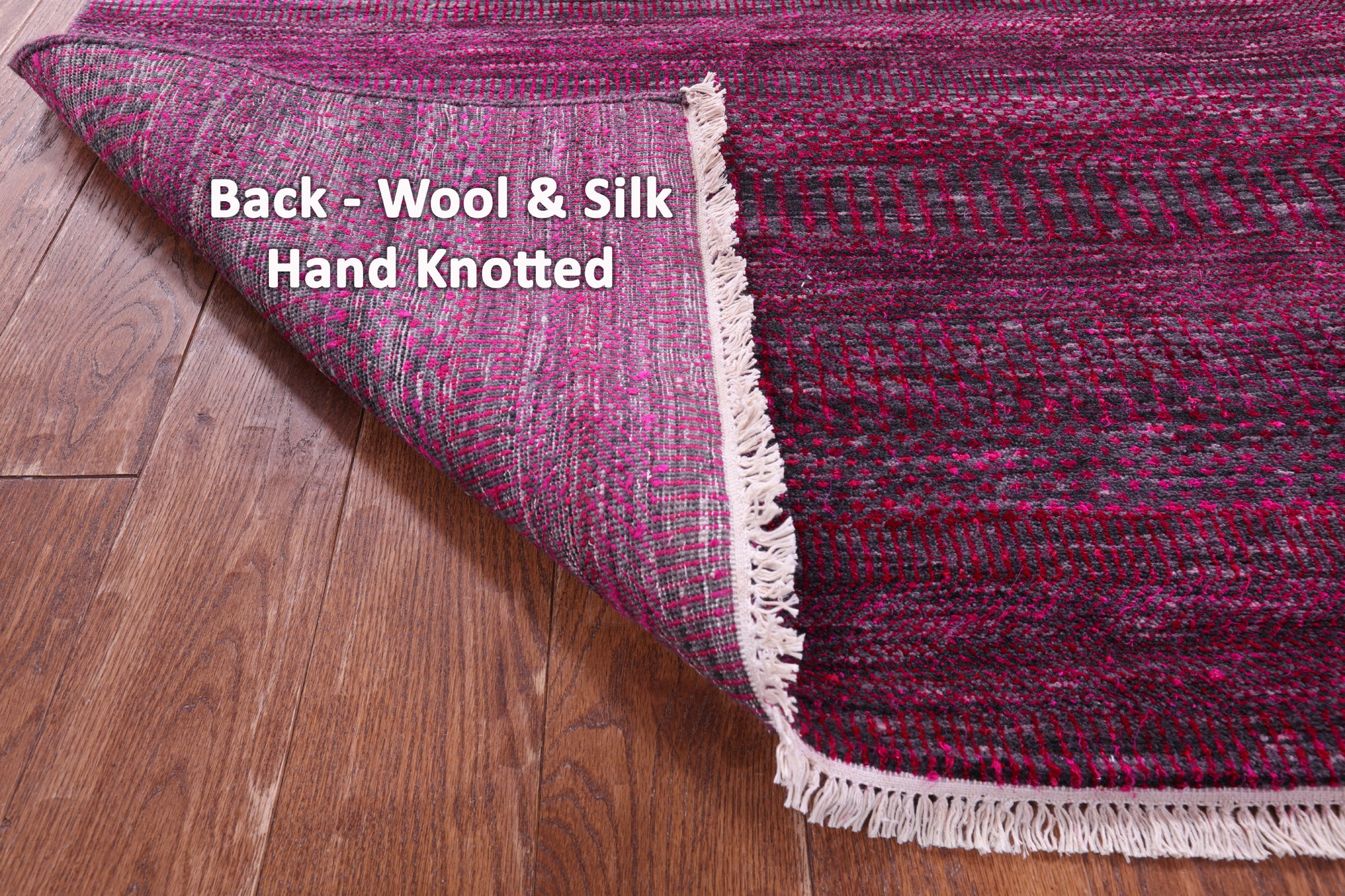 Pink Savannah Grass Hand Knotted Wool & Silk Rug - 8' 2" X 10' 1" - Golden Nile