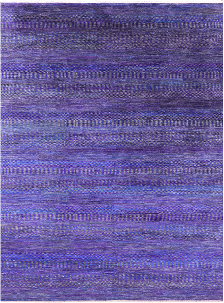 Purple Savannah Grass Hand Knotted Wool & Silk Rug - 9' 0" X 12' 1" - Golden Nile