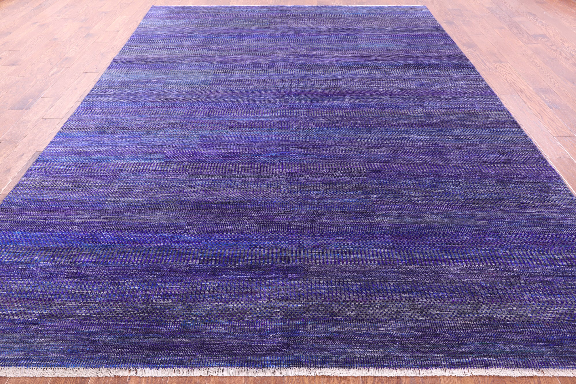 Purple Savannah Grass Hand Knotted Wool & Silk Rug - 9' 0" X 12' 1" - Golden Nile