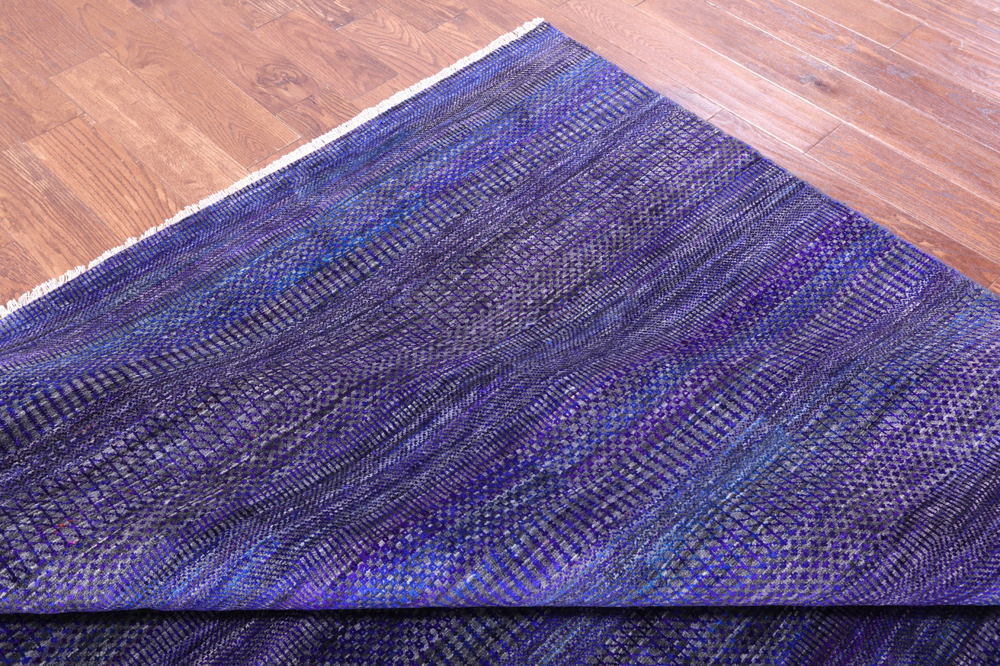 Purple Savannah Grass Hand Knotted Wool & Silk Rug - 9' 0" X 12' 1" - Golden Nile