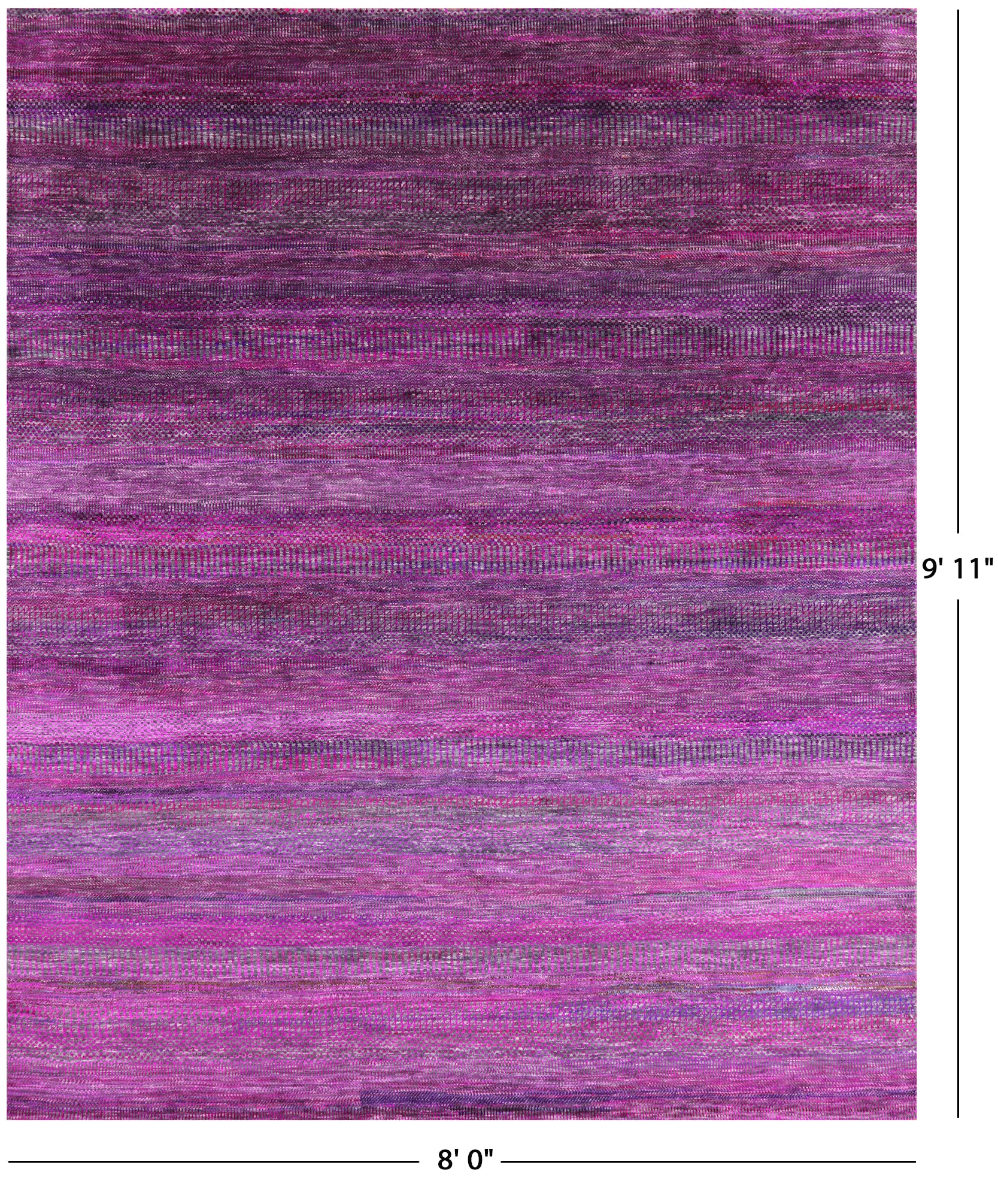Purple Savannah Grass Handmade Wool & Silk Rug - 8' 0" X 9' 11" - Golden Nile
