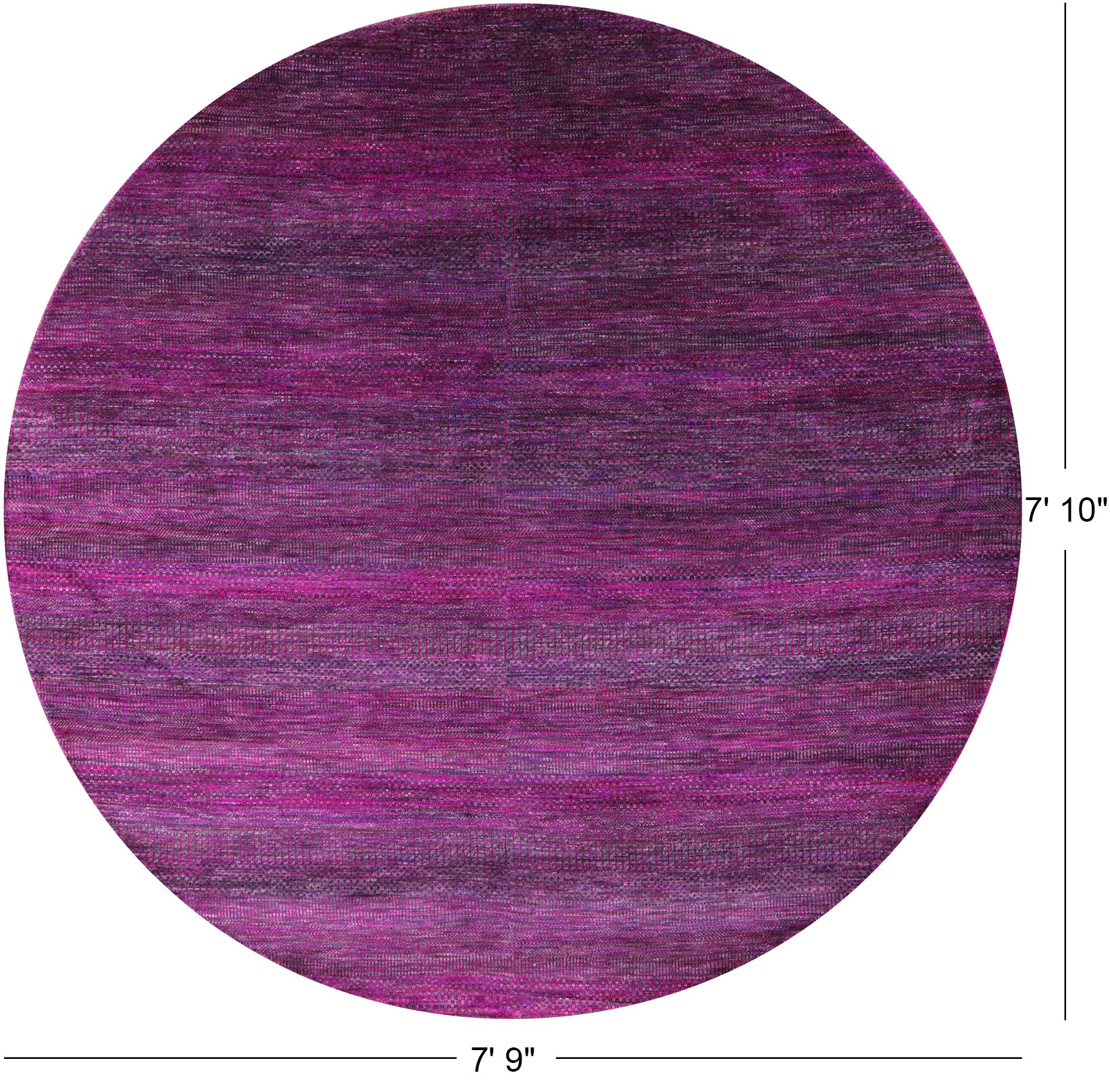 Purple Round Savannah Grass Handmade Wool & Silk Rug - 7' 9" X 7' 10" - Golden Nile