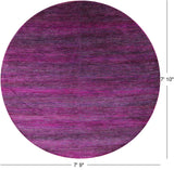 Purple Round Savannah Grass Handmade Wool & Silk Rug - 7' 9" X 7' 10" - Golden Nile