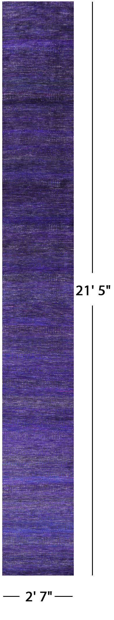Purple Savannah Grass Hand Knotted Wool & Silk Runner Rug - 2' 7" X 21' 5" - Golden Nile