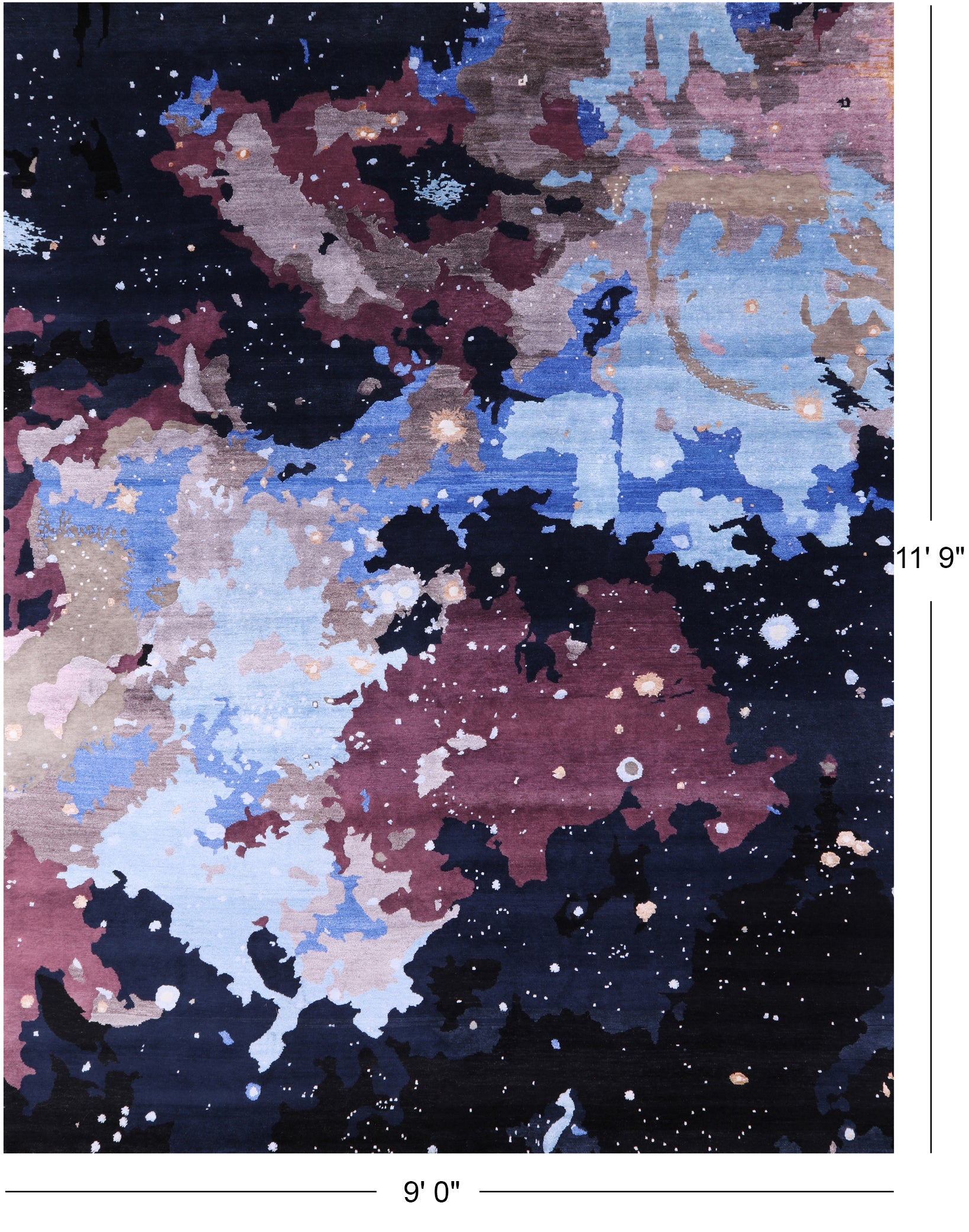 Galaxy Design Modern Handmade Wool & Silk Rug - 9' 0" X 11' 9" - Golden Nile