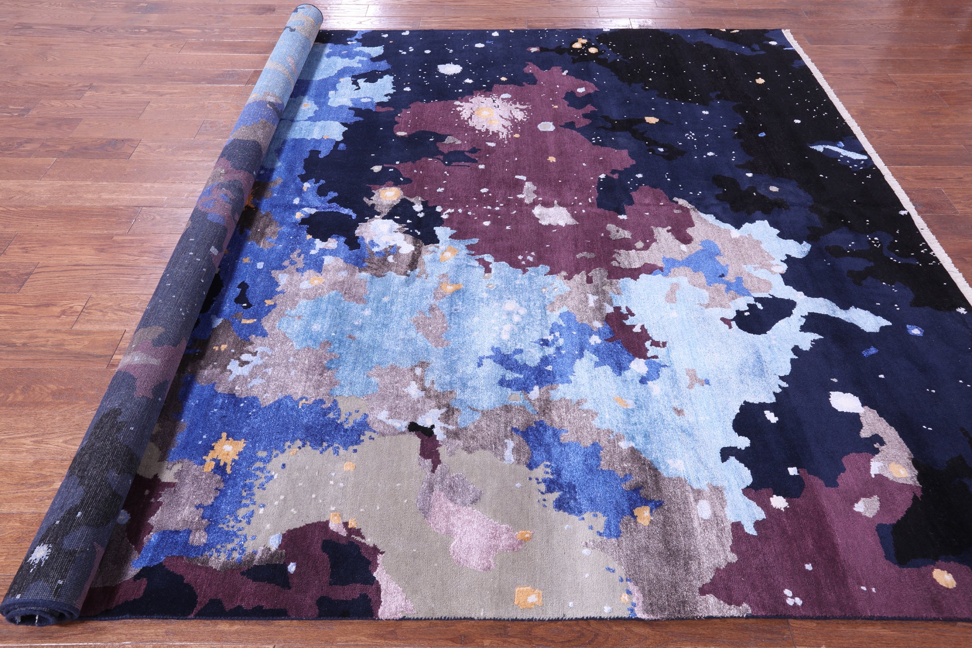 SUPER SALE Modern Hand Knotted Wool & Silk Galaxy Design Rug - 8' 2" X 10' 0"