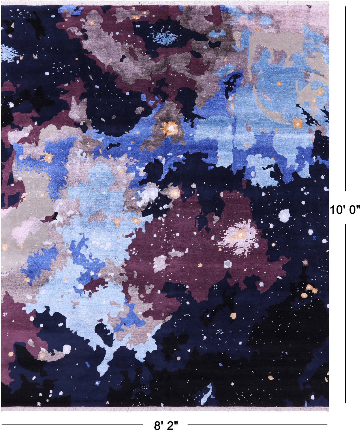 SUPER SALE Modern Hand Knotted Wool & Silk Galaxy Design Rug - 8' 2" X 10' 0"