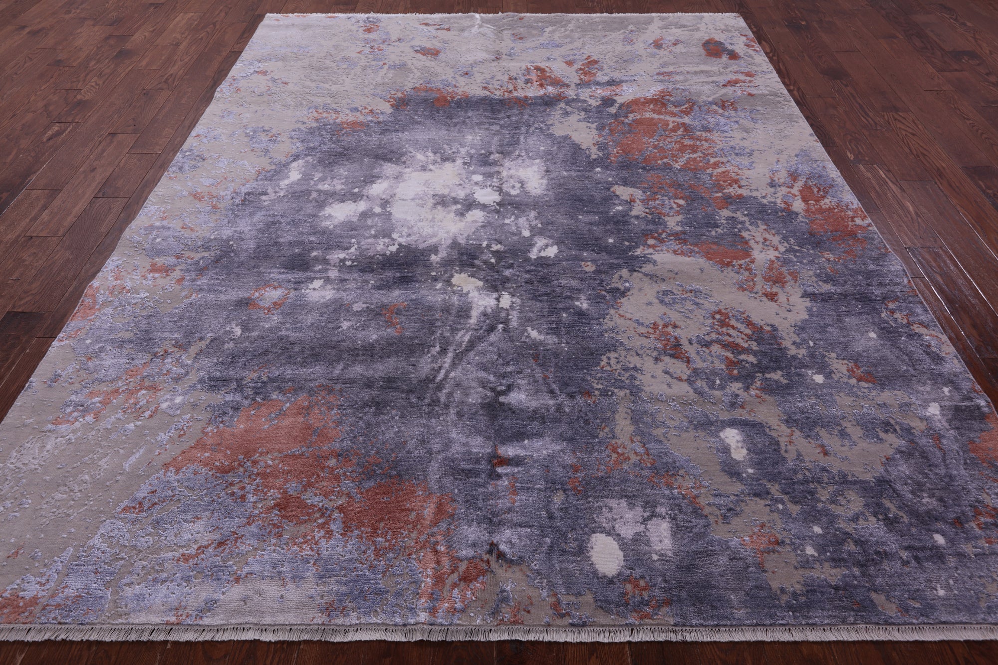 Modern Hand Knotted Wool & Silk Rug - 8' 0" X 9' 10" - Golden Nile