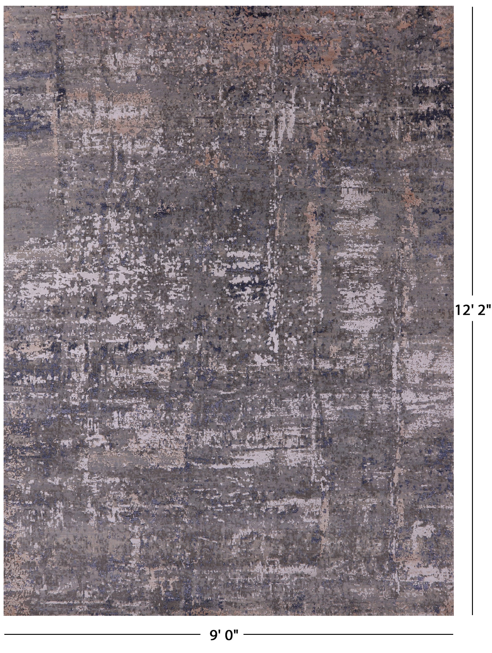 Modern Hand Knotted Wool & Silk Rug - 9' 0" X 12' 2" - Golden Nile